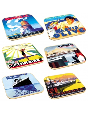 Sous verres déco Marseille - pastis olive