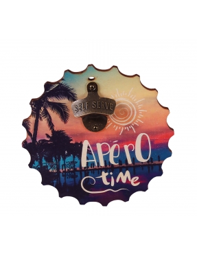 Grand décapsuleur Mural en bois "Apéro time"
